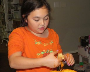 IMG_5388 Megan working on her Amethyst Pumpkin carving