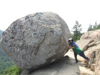 IMG 4781  Julie and Megan pushing South Bubble Rock, Acadia National Park