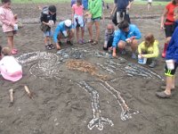 IMG 5139  Filling in the Heron outline, Tidal Art Project, Alma Beach, Fundy National Park