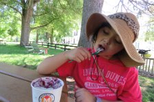 IMG_2365 Megan eating Mitchell's Land Blueberry Cobbler Ice Cream, Trail Mix, Cuyahoga Valley National Park