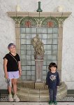 IMG_2923 Megan and Phelan by the fountain, Fordyce Bathhouse, Hot Springs National Park