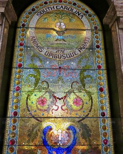 IMG_0731 Mosaic Stained. Glass window of South Carolina State Seal, Balcony, State House, Columbia, SC