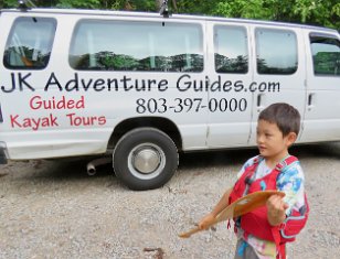 IMG_0781 Phelan and the van from our Outfitter, JK Adventure Guides, Congaree National Park