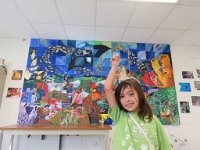 IMG 2602  Megan pointing to the square she painted as part of the Ocean Discovery Day at NOAA, Galveston, TX